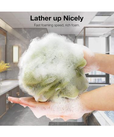 DadyMart Bath Shower Loofah Sponge Set of 4 - Exfoliating Mesh Pouf Body Scrubber for Men & Women - White, Grey, Pink, Army Green - Buy Online on GoSupps.com