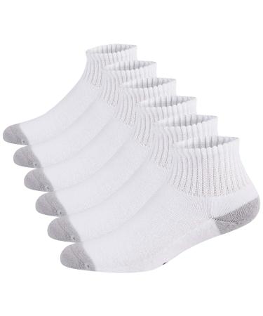 +MD Men's&Women's Non-Binding Bamboo Diabetic/Dress Ankle Socks with Seamless Toe and Cushion Sole 6 Pairs Ankle/6 Pairs White 9-11