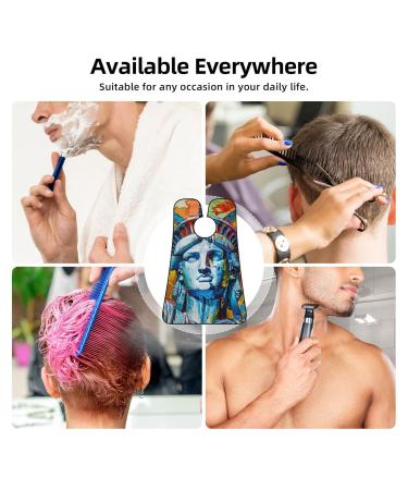 Statue of Liberty Oil Painting Print Beard Bib Apron - Non-Stick Men's Hair Catcher for Easy Shaving Gifts - One Size Black - Buy Online on GoSupps.com