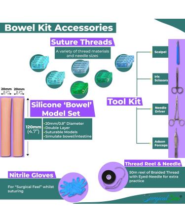 Bowel Anastomosis Practice Kit - Side to Side Suture Models (0.8 Diameter) - International Shipping Available - Buy Online on GoSupps.com