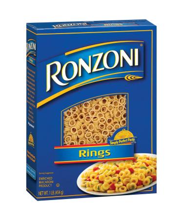 Ronzoni Rings Enriched Macaroni Non GMO 16 Oz. Pack Of 3.