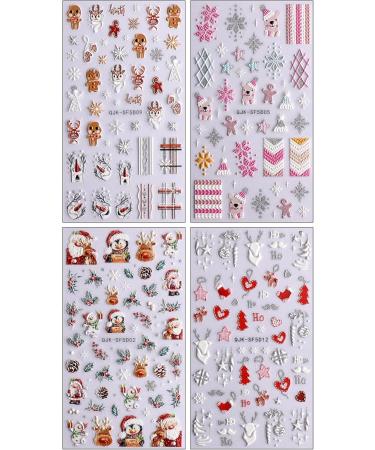 JMEOWIO 3D Embossed Christmas Glitter Nail Art Stickers Decals Self-Adhesive 5D Snowflake Winter Holiday Cute Silver Nail Supplies Nail Art Design Decoration Accessories 4 Sheets - Buy Online on GoSupps.com