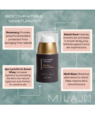 Buy MILAJ Transform Biocompatible Face Moisturizer | Hydrating & Lightweight Cream | Exfoliates & Evens Skin Tone | Clean Skincare - 1.7 fl oz - Buy Online on GoSupps.com