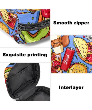 Portable Sanitary Napkin Storage Bag for Women & Teen Girls - Stylish Hamburger Hot Dog Fries Cola Pizza Pattern - Menstrual Cup Holder - Buy Online on GoSupps.com
