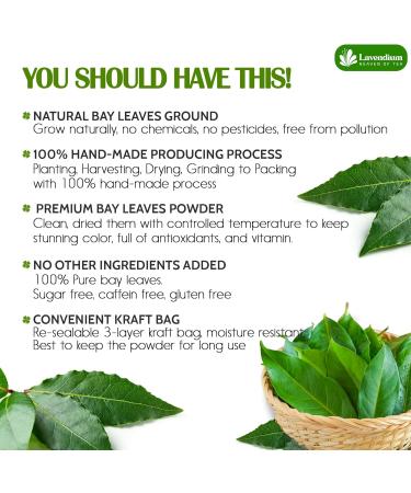 Lavendium Premium 100g (3.52oz) Bay Leaf Powder Unprocessed Ground Bay Leaves Dried 100% Natural & Pure from Bay Leaves Bay Leaf Spice No Additives No Gluten Vegan. - Buy Online on GoSupps.com