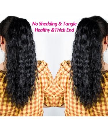 Fake Hair Bun Long Wavy Ponytail Extensions Brazilian Real Hair with Drawstring Hair Comb Curly Hair Bun Natural Wavy Black Hair Bun Hair Accessories (Color : Drawstring Size : 18inch 150g) 18inch 150g Drawstring - Buy Online on GoSupps.com