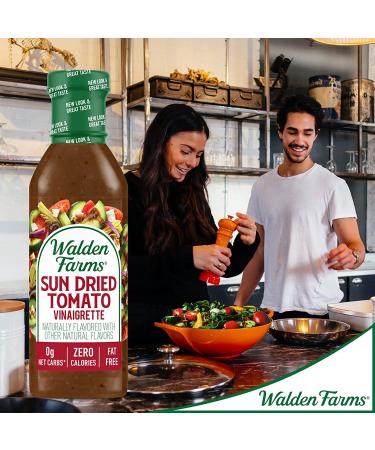 Walden Farms Sun-Dried Tomato Vinaigrette Dressing 12 oz - Sugar Free, Keto and Kosher - Fresh Tangy Salad Topping with 0g Net Carbs - Natural Flavors - Buy Online on GoSupps.com