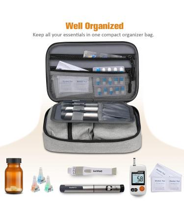 SITHON Diabetic Supplies Organizer Case - Portable Water Resistant Storage Bag for Insulin, Glucose Meter, Test Strips - Gray - Buy Online on GoSupps.com