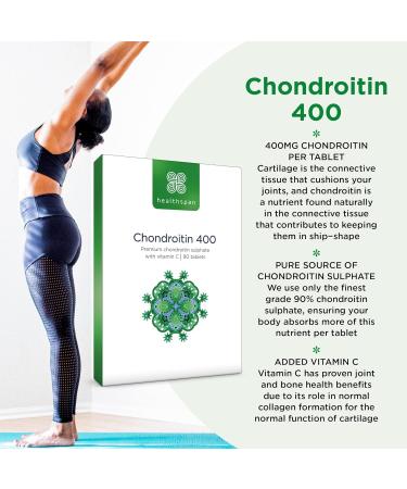Healthspan Chondroitin (90 Tablets) | High Strength 90% Grade Chondroitin Sulphate | with Added Vitamin C to Support Healthy Bones and Joints | Gelatin Free - Buy Online on GoSupps.com