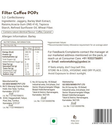 GO DESi Coffee Candy 40 pcs Desi Popz Filter coffee pop lollipop - Buy Online on GoSupps.com