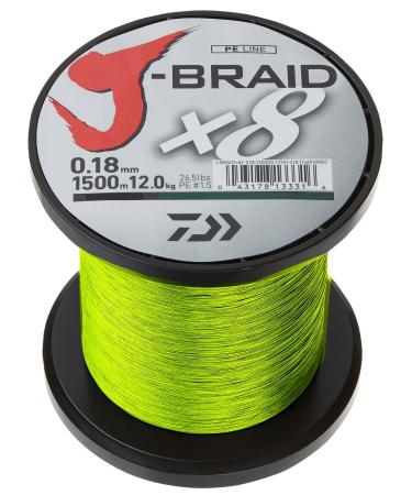 Daiwa J-Braid X8 1500m Chartreuse - braided fishing line Dm: 0.13 mm - Buy Online on GoSupps.com