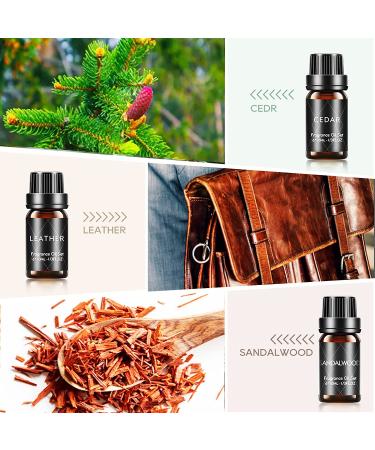 HAPPINTER Men Essential Oil Set - 6x10ML Sandalwood, Cedar, Leather, Cologne, Bay Rum, Sweet Tobacco Fragrance Oils - Aromatherapy for Diffusers - Buy Online on GoSupps.com