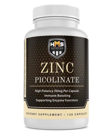Zinc Picolinate 50mg Vegan Capsules - Highly Absorbable (Chelated) Immune Support Supplement for Men and Women -120 Capules 4 Month Supply