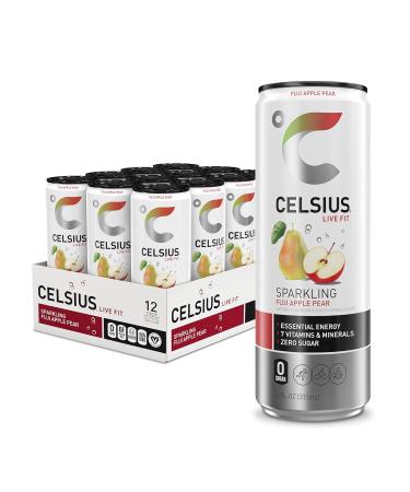 CELSIUS Live Fit Energy Drink - Sparkling Fuji Apple Pear- Pack Of 12