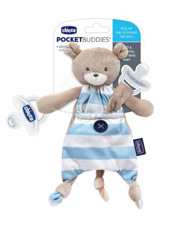 Chicco Pocket Buddies Soft Pacifier Holder-Lovey Plush Toy Blue Bear - 0m - Buy Online on GoSupps.com