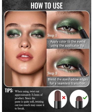  Lestpola Emerald Green Glitter Eyeshadow Stick Creamy Silky Waterproof Long Lasting Shiny Eye Pencil with Smudge Highly Pigmented Eye Makeup for No Wrinkles - Buy Online on GoSupps.com