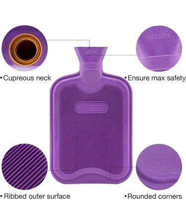 HomeTop Premium 2L Rubber Hot Water Bottle with Cute Knit Cover - Purple | 67.63 fl oz - Buy Online on GoSupps.com