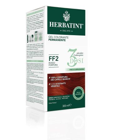 Herbatint Herbatint Permanent Hair Color Gel 3 Dosi 300 ml - FF2 purple red ammonia-free for sensitive skin 100% gray coverage with 8 natural organic extracts