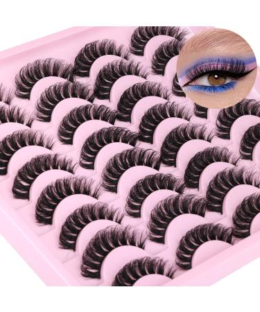 Russian Strip Lashes D Curl Cat Eye False Eyelashes Natural Look Wispy Fake Lashes Pack Look Like Extension Multipack 16 Pairs D2