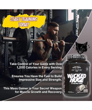Worldwide Nutrition Bundle - Black Magic Wicked Huge Mass Gainer Cookies & Cream 7.68 lbs | Muscle Support & Recovery Supplement - Buy Online on GoSupps.com
