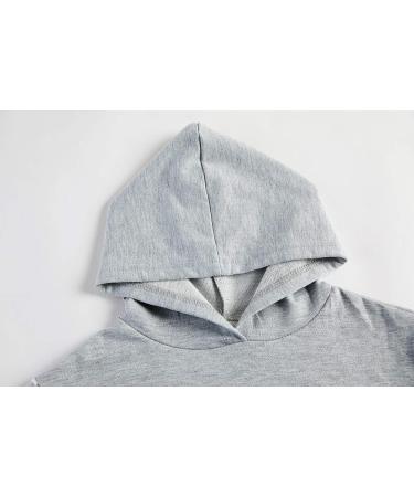 Girls 2 Piece Outfit: Crop Top Hoodie & Sweatpants Set - Grey, Size 11-12 Years - Buy Online on GoSupps.com