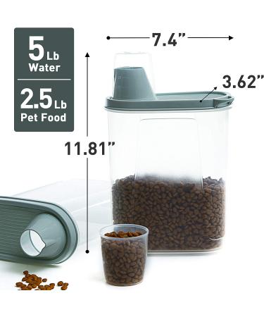 Citylife 2 PCS 2.5 LB Cat Food Storage Containers - Airtight Small Pet Dog Food Container with Measuring Cup & Pour Spout - Bird Dry Food Dispenser with Lid (2 Pack, Pea Green) - Buy Online on GoSupps.com