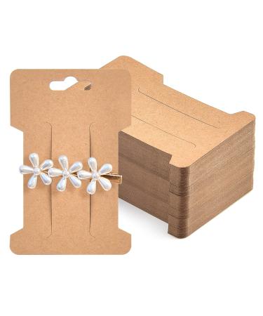 Coopay 150 Pieces Hair Clip Display Cards Hair Bow Display Holder Rectangle Hair Barrettes Jewelry Hair Accessories Display and Organizing, Kraft Paper Cards, 4-1/4 x 2-3/4 Inches Brown