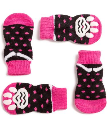 Harfkoko Pet Heroic Anti-Slip Knit Socks for Dogs & Cats | Rubber Reinforced Paw Protectors | Indoor Wear for Small, Medium & Large Pets | Dot Pink - Buy Online on GoSupps.com