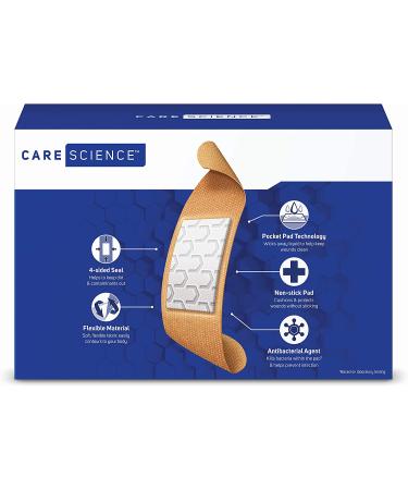 Care Science Antibacterial Fabric Adhesive Bandages 200 ct - Assorted Sizes for First Aid and Wound Care - Buy Online on GoSupps.com