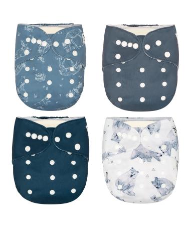 Mama Bear 4-Pack Cloth Pocket Diapers with 4 Bamboo Inserts