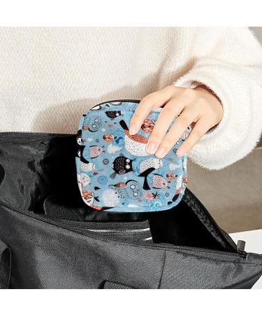 GIAPB Owl Blue Period Bag | Sanitary Napkin Storage & Travel Makeup Pouch - Buy Online on GoSupps.com