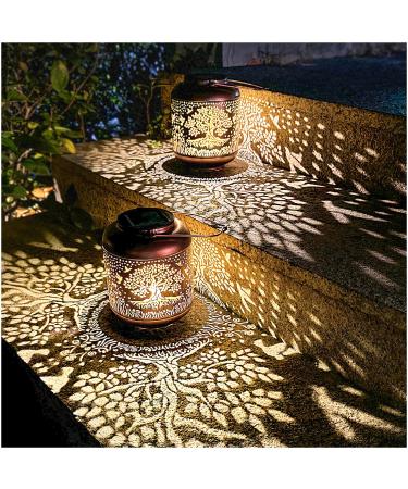 Hummingbird Solar Lanterns Outdoor Waterproof Hanging Solar Lights Hummingbird Gifts for Women Men Metal Bird Decorative LED Lanterns for Yard Patio Lawn Tabletop Pathway Landscape G 2 Pack Tree of Life Hummingbird