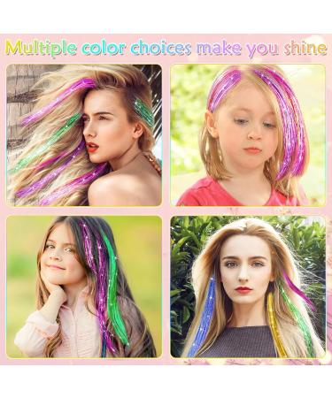 5 Strands Hair Tinsel Extensions 5 Colors Sparkle Hair Tinsel Heat Resistant Glitter Tinsel Hair Extensions for Women Girls 47 Inch for Girls Party Fun Hair Accessories Gifts - Buy Online on GoSupps.com