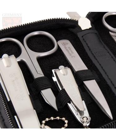 Buy Premium 8-Piece Manicure Set for Men | Three Swords Nail Care Set in Real Leather Case - Includes Beard Scissors Nail Clippers Tweezers & More - Black - Buy Online on GoSupps.com