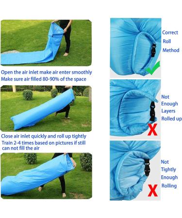DERJLY Inflatable Lounger Inflatable Couch with Side Pockets and Matching Bag 75x27x20 inch Waterproof Anti-Leak and Portable Inflatable Chair for Traveling Camping Beach Parties Music Festivals Green - Buy Online on GoSupps.com