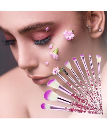 Buy Wllhyf Glitter Crystal 10-Piece Makeup Brush Set - Professional Bling Foundation Concealer Eyeshadow & Lip Brushes - Purple | International Shipping Available - Buy Online on GoSupps.com