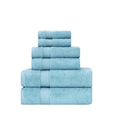 LA HAMMAM FINE LIVING - 6 Pieces Cotton Towel Set - 2 Bath Towels, 2 Hand Towels, 2 Washcloths for Bathroom, Kitchen, Hotel, Gym & Spa | Super Soft, Highly Absorbent, Luxury Towels Set - Aqua 6 Pieces Towel Set Aqua