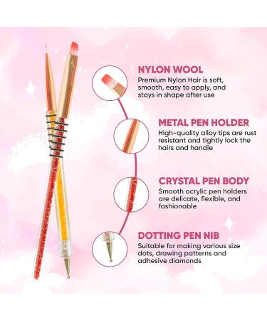 Dazzl Nail Art Brushes for Gel Nails - 8PCS Glitter Handle Brushes in 8 Designs for Painting, Dotting, Drawing - Alloy & Acrylic Material - Buy Online on GoSupps.com
