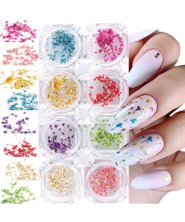 8 boxes dried flowers for nails 8 colors nail art sticker dry flowers kit dried flowers accessories set diy nail decoration - Buy Online on GoSupps.com