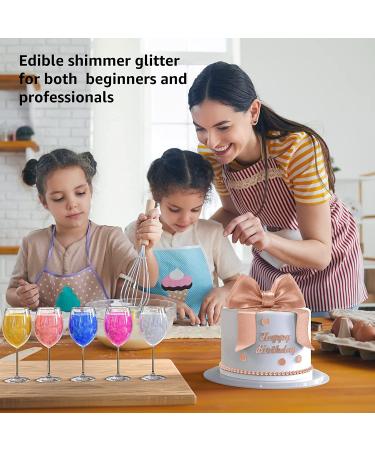 Edible Glitter Cake Glitter Drink Glitter Edible Dust  Edible Sparkles for Food Cupcakes Cookies Candy Sugar Pops Kosher Halal Certified Food Grade Coloring for Wines Cocktails Champagne Beverages - Rose Gold 1-Rose Gold - Buy Online on GoSupps.com