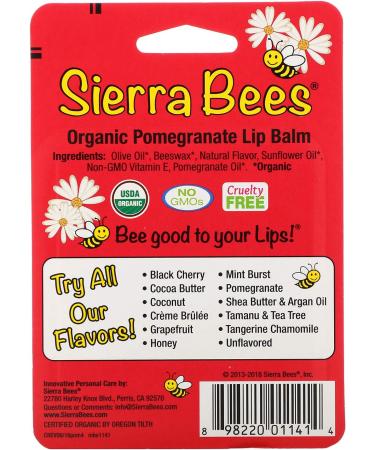 Sierra Bees Organic Pomegranate Lip Balm - 4 Pack (0.15 oz Each) | Natural Moisturizer - Buy Online on GoSupps.com