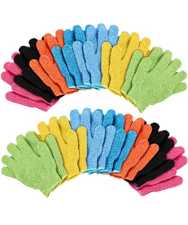 Duufin 14 Pairs Exfoliating Gloves Shower Glove Exfoliator Bath Gloves for Shower, Spa, Massage, Body Scrub, Dead Skin Cell Remover Elegant Color