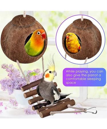 BIPY 16 PCS Bird Parrot Toys Hanging Bells Ball Swing Natural Coconut Birds Cage with Ladder Toy Pet Birds Stand Chewing Perches Wooden Toys for Parrots Parakeets Budgie Cockatiels Macaws 16PCS - Buy Online on GoSupps.com