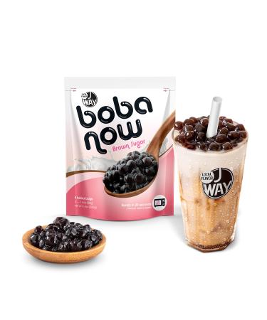 J WAY BOBA NOW Authentic Instant Tapioca Boba Pearls for Milk Tea, Smoothies and Desserts, Brown Sugar Flavor ( Ready in Just 20 Seconds ) - 5 Servings Brown Sugar 5 Count (Pack of 1)