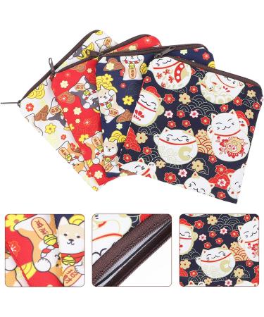DOITOOL 4 Pcs Maneki Neko Cat Dog Sanitary Napkin Storage Bags - Zipper Menstrual Pad Pouches for Nursing Pad and Tampons - First Period Holder and Lipstick Purse - Buy Online on GoSupps.com