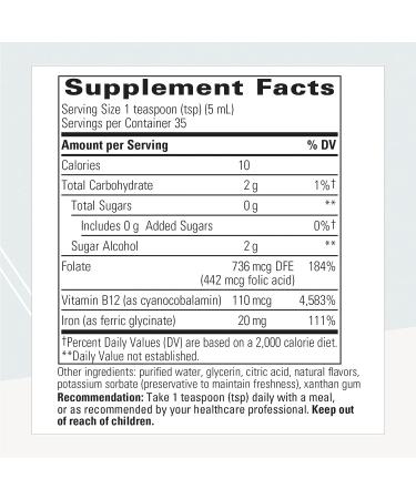 Integrative Therapeutics Liquid Iron with Vitamin B12 and Folic Acid - Apple Cinnamon Flavored - 6 fl oz - Buy Online on GoSupps.com
