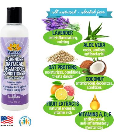 Organic Lavender Oatmeal Dog Shampoo & Conditioner | Hypoallergenic Deodorizing Formula for Pets | Soothes Dry Itchy Skin | Aloe Allergy Relief | 8oz - Buy Online on GoSupps.com