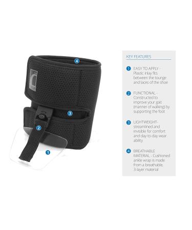 Ossur Foot-Up Drop Foot Brace | AFO for Drop Foot Support - Lightweight & Adjustable Wrap for All-Day Comfort | Breathable Material for Walking | Black Large - Buy Online on GoSupps.com