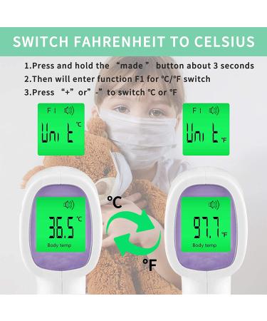 Touchless Forehead Thermometer for Adults & Kids - Digital Infrared, Fever Alarm, Memory Function, Purple - Buy Online on GoSupps.com