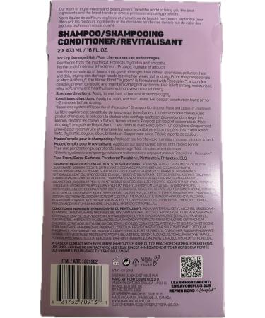 Marc Anthony Repair Bond Shampoo & Conditioner 2 x 473 mL - Repairs Strengthens & Maintains Bonds within Hair - Eliminates Frizz Flyaways & Reduce Breakage - Dry & Damaged Hair Professional Treatment - Buy Online on GoSupps.com